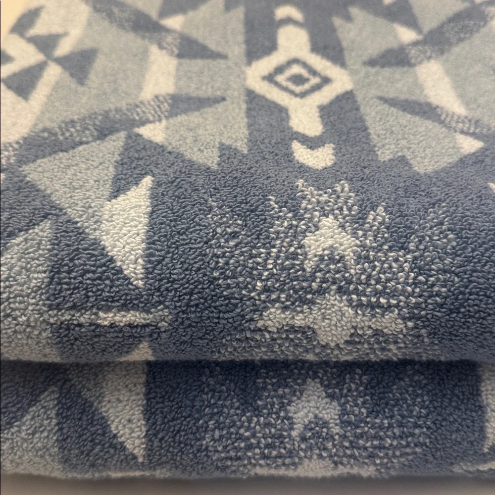 2pc WRANGLER 100% Cotton Bath Towel Set - Dakota Blue - Aztec Pattern -DNMTIDAL